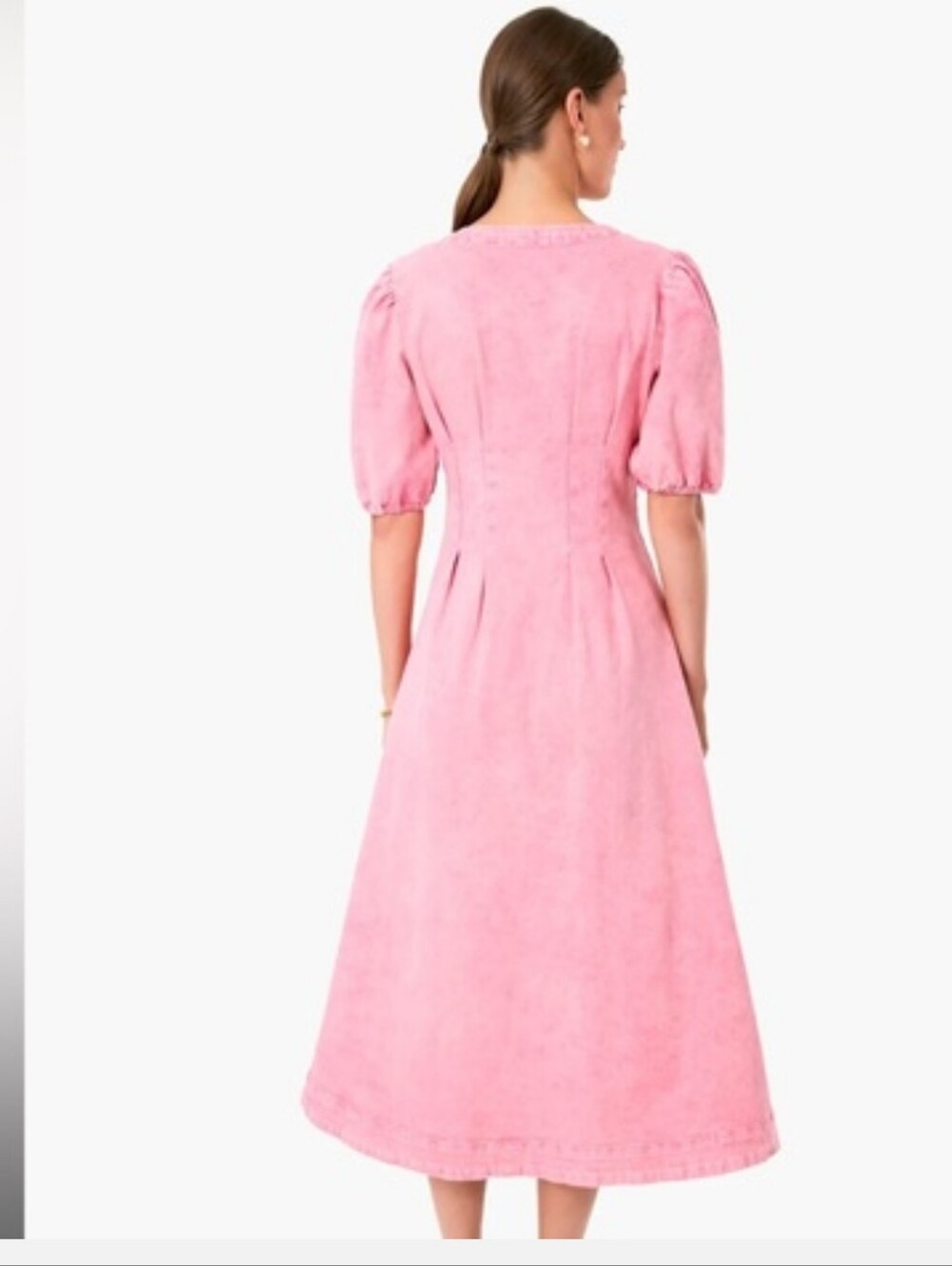 Hyacinth House Tuckernut Madeline Pink Denim Midi Dress - Picture 2 of 14